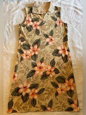 Liz & Co. Beige Floral Polo Dress